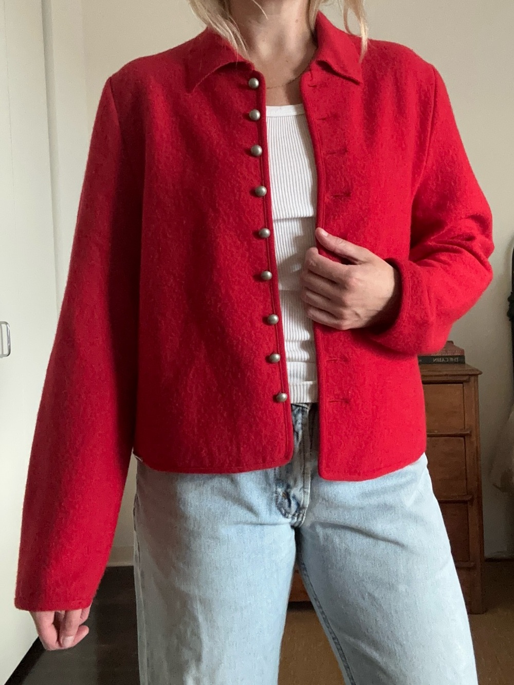 Vintage Geiger Austria Red Boiled Wool Jacket